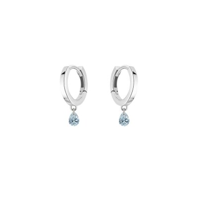 Boucles d'oreilles créoles La Brune & La Blonde 360° en or blanc et diamants poire de 0.20ct