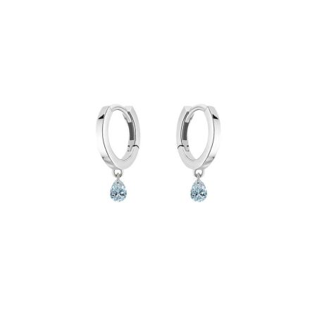 Boucles d'oreilles créoles La Brune & La Blonde 360° en or blanc et diamants poire de 0.20ct