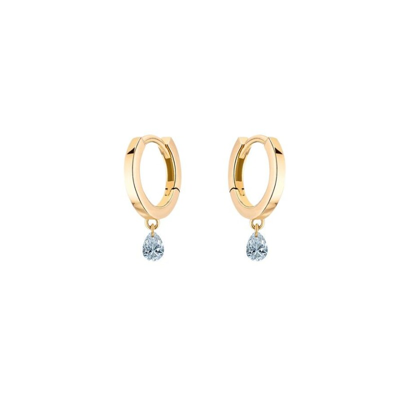 Boucles d'oreilles créoles La Brune & La Blonde 360° en or jaune et diamants poire de 0.20ct