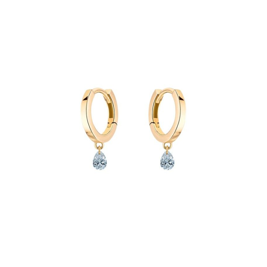 Boucles d'oreilles créoles La Brune & La Blonde 360° en or jaune et diamants poire de 0.20ct