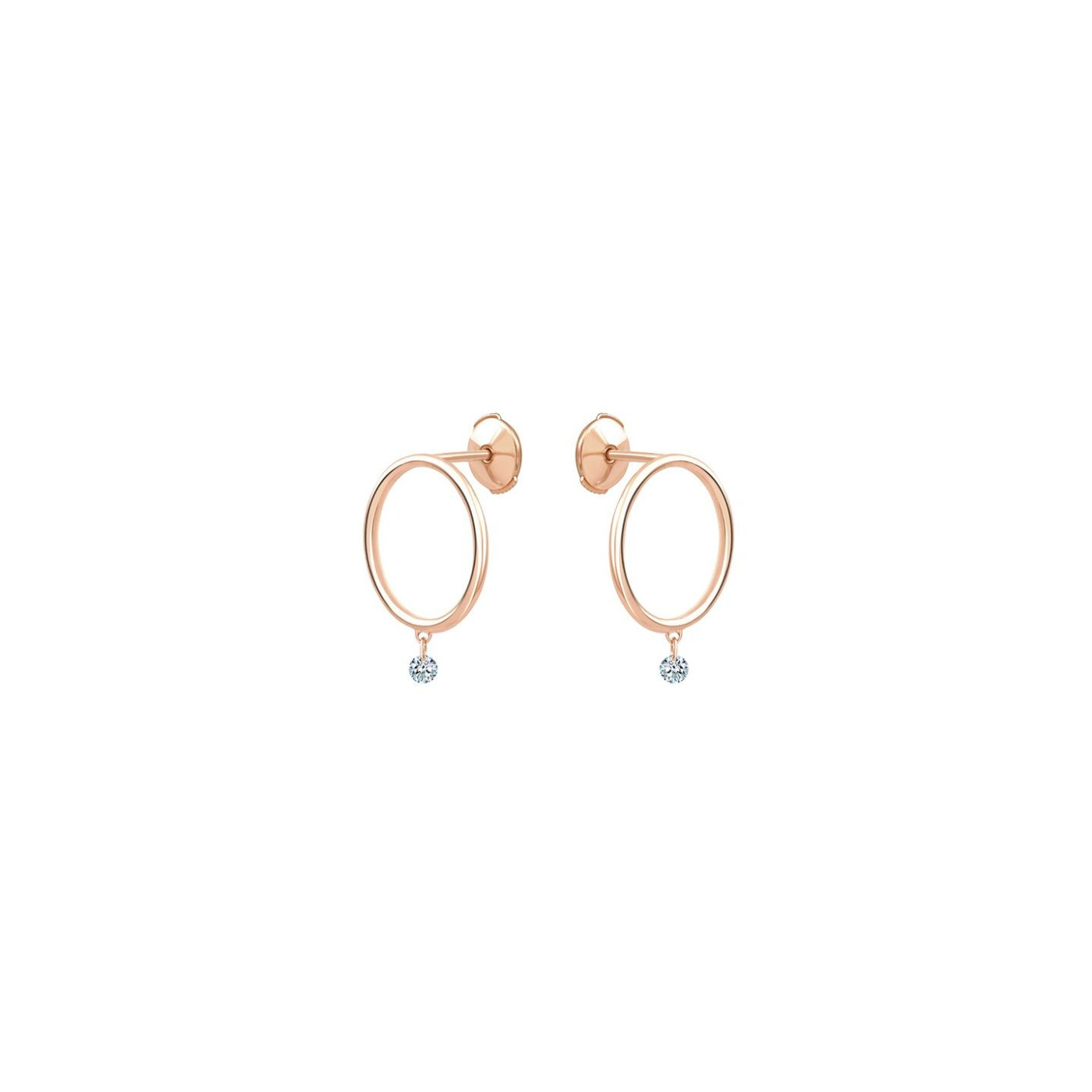 Boucles d'oreilles La Brune & La Blonde EXCENTRIQUE en or rose et diamants 0.14ct