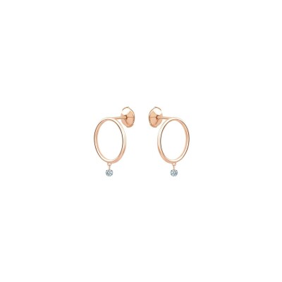 Boucles d'oreilles La Brune & La Blonde EXCENTRIQUE en or rose et diamants 0.14ct