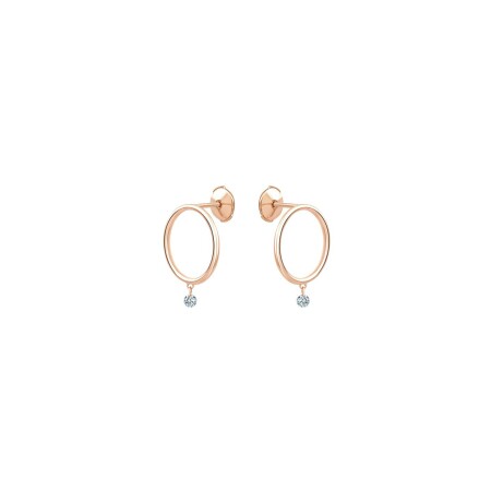 Boucles d'oreilles La Brune & La Blonde EXCENTRIQUE en or rose et diamants 0.14ct