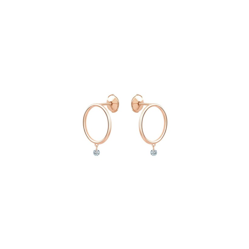 Boucles d'oreilles La Brune & La Blonde EXCENTRIQUE en or rose et diamants 0.14ct