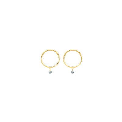 Boucles d'oreilles La Brune & La Blonde EXCENTRIQUE en or jaune et diamants 0.14ct