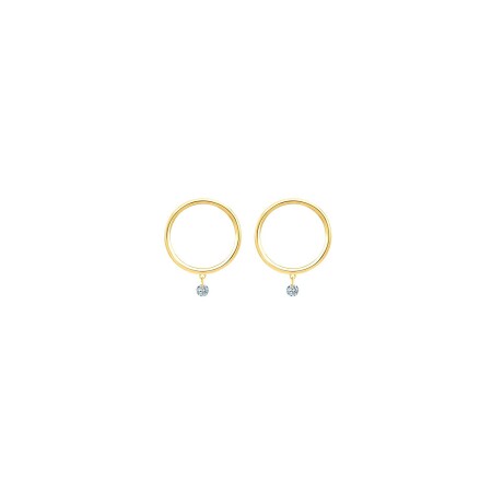 Boucles d'oreilles La Brune & La Blonde EXCENTRIQUE en or jaune et diamants 0.14ct