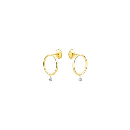 Boucles d'oreilles La Brune & La Blonde EXCENTRIQUE en or jaune et diamants 0.14ct