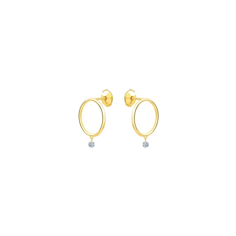 Boucles d'oreilles La Brune & La Blonde EXCENTRIQUE en or jaune et diamants 0.14ct