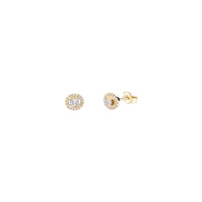 Boucles d'oreilles Mauboussin Vie, Liberté & Amour en or jaune et diamants