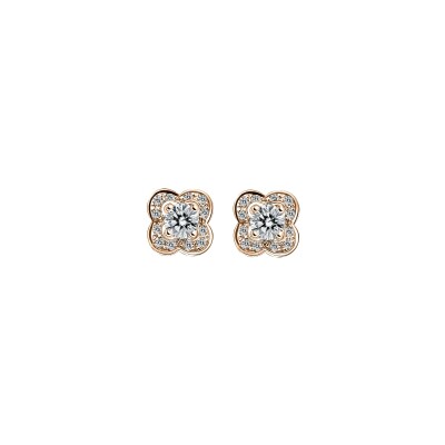 Boucles d'oreilles Mauboussin Aimez vous en chance en or rose et diamants