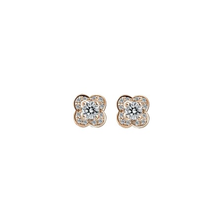 Boucles d'oreilles Mauboussin Aimez vous en chance en or rose et diamants