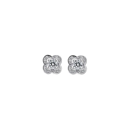 Boucles d'oreilles Mauboussin Aimez vous en chance en or blanc et diamants