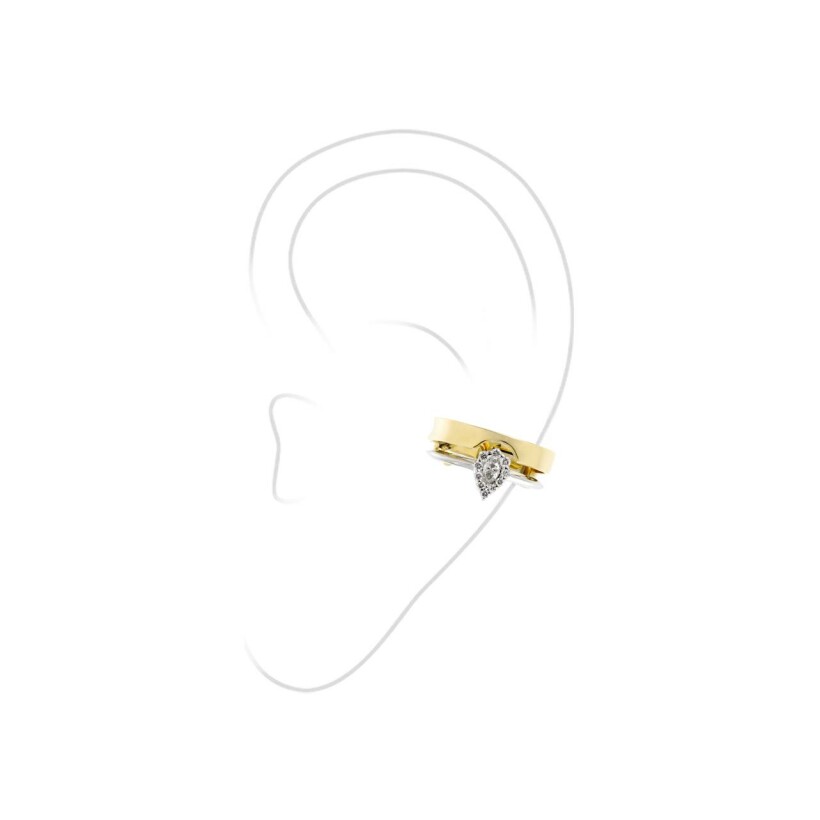 Mono boucle d'oreille Yeprem Whisper en or blanc, or jaune et diamants