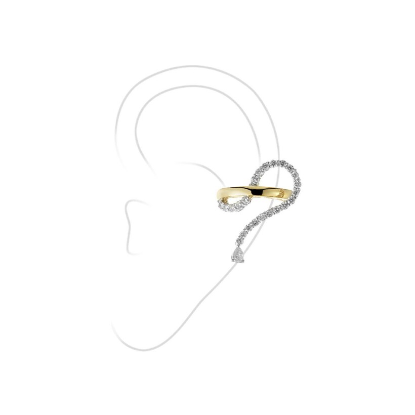 Mono boucle d'oreille Yeprem Whisper en or blanc, or jaune et diamants