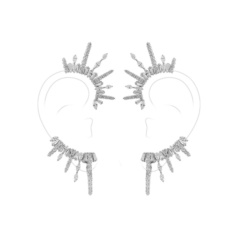 Boucles d'oreilles Yeprem Y-Couture en or blanc et diamants