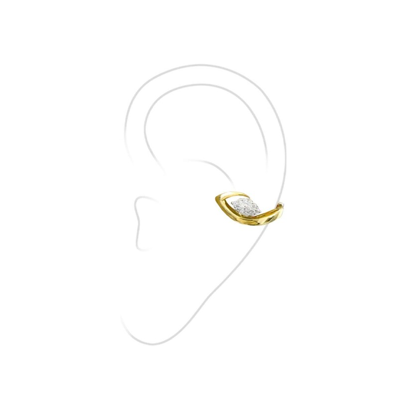 Mono boucle d'oreille Yeprem Whisper en or blanc, or jaune et diamants