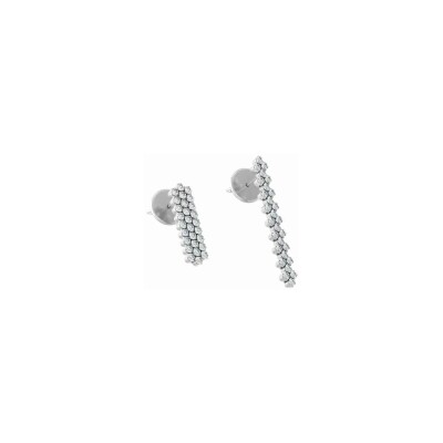 Boucles d'oreille 3 rangs Serafino Consoli pavé en or blanc et diamants blanc, taille ajustable