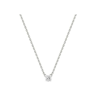 Collier solitaire en or blanc et diamant 0.20ct