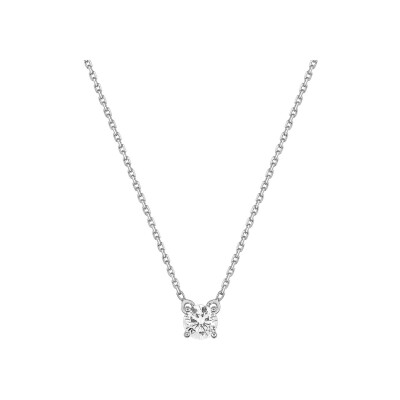 Collier solitaire en or blanc et diamant 0.40ct