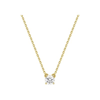Collier solitaire en or jaune et diamant 0.40ct