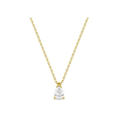 Collier solitaire en or jaune et diamant 0.35ct