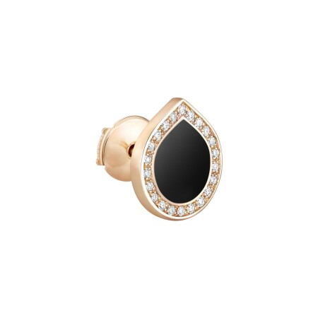 Mono boucle d'oreille Repossi Antifer en or rose, diamants et onyx