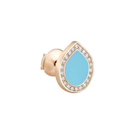 Mono boucle d'oreille Repossi Antifer en or rose, diamants et turquoise