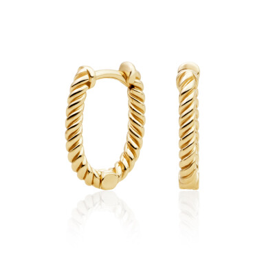 Boucles d'oreilles Sparkling TWIST HUGGIES en argent plaqué or jaune