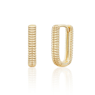 Boucles d'oreilles Sparkling SQUARE HUGGIES en argent plaqué or jaune