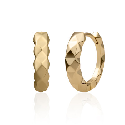 Boucles d'oreilles Sparkling MULTI EDGE HUGGIES en argent plaqué or jaune