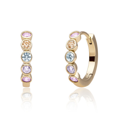 Boucles d'oreilles Sparkling TUBE HUGGIES CZ en argent plaqué or jaune et zircon