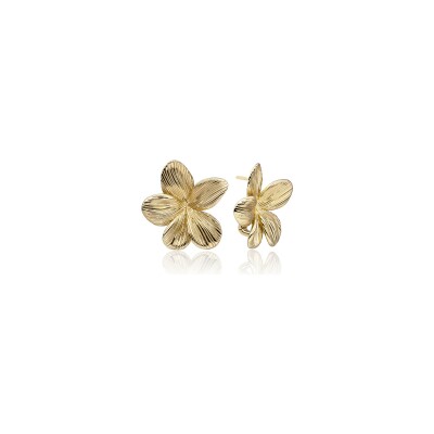 Boucles d'oreilles Sparkling FLORA PUSH BACK en argent plaqué or jaune