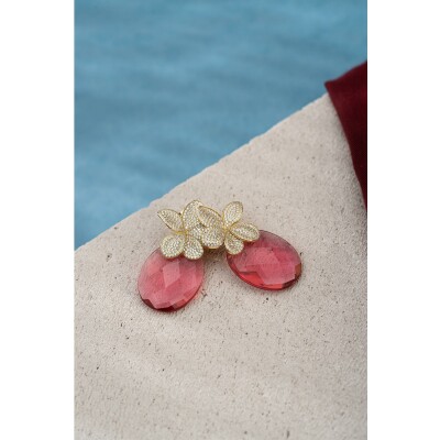 Accessoire pour Boucles d'oreilles Sparkling AFTERGLOW en quartz rose fushia