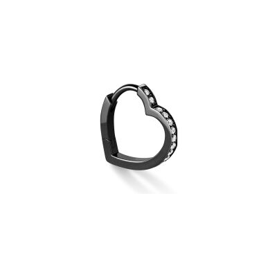 Mono boucle d'oreille petite créole Repossi Antifer Heart en or noir et diamants