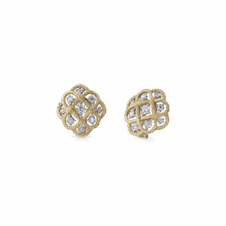 Boutons d'oreilles Buccellati Étoilée en or jaune, or blanc et diamants