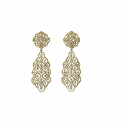 Boucles d'oreilles pendantes Buccellati Etoilée en or blanc, or jaune et diamants