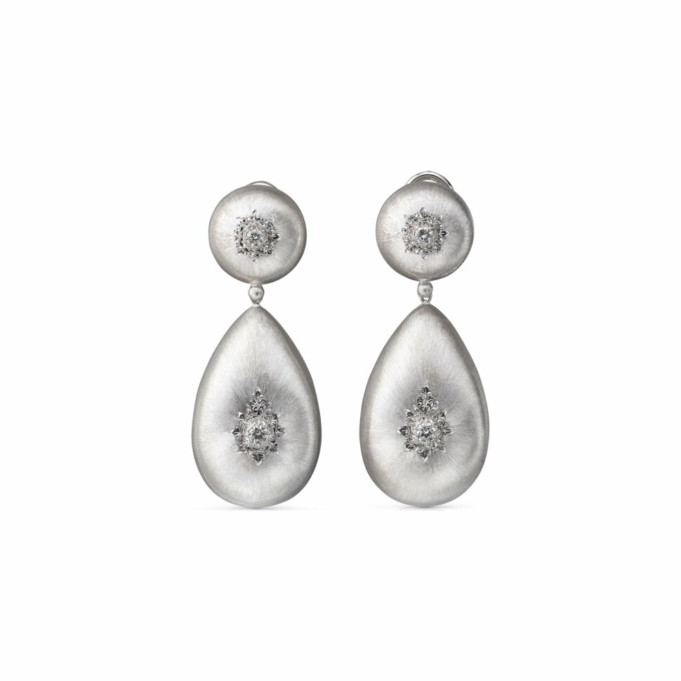 Buccellati Macri Classica drop earrings, white gold, diamonds