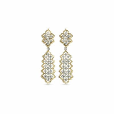 Boucles d'oreilles pendantes Buccellati Rombi en or blanc, or jaune et diamants