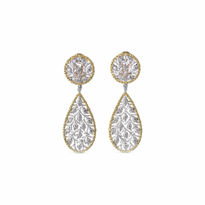 Buccellati Ramage drop earrings, white gold, diamonds
