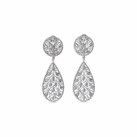 Buccellati Ramage drop earrings, white gold and diamonds