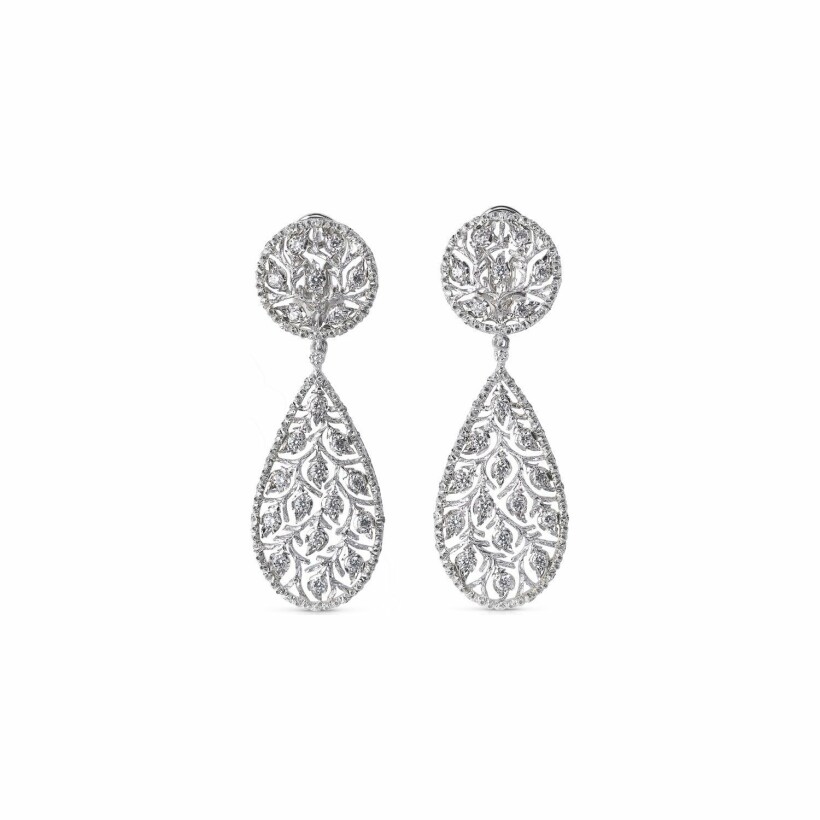 Buccellati Ramage drop earrings, white gold and diamonds