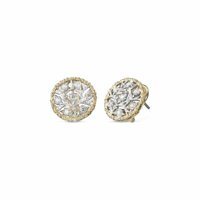 Boutons d'oreilles Buccellati Ramage en or blanc, or jaune et diamants