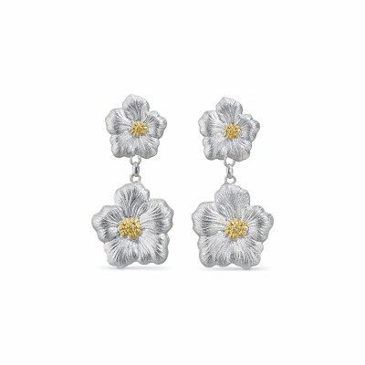 Boucles d'oreilles pendantes Buccellati Blossoms Gardenia en argent plaqué or