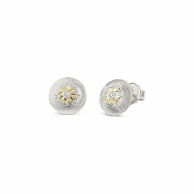 Puces d'oreilles Buccellati Macri Classica en or blanc, or jaune et diamants