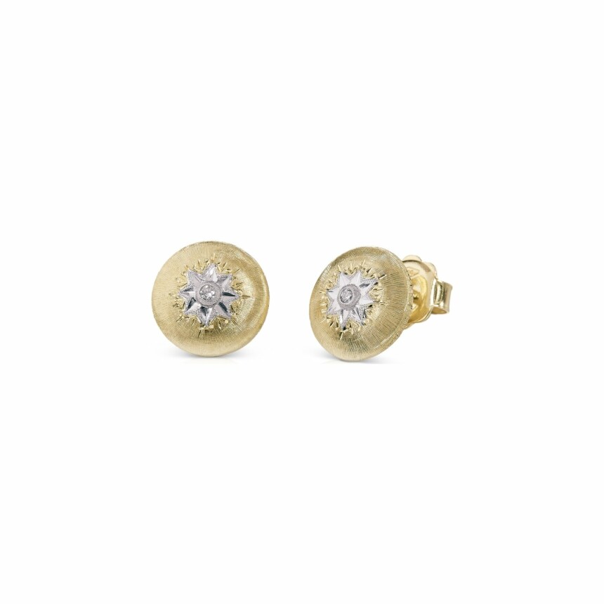 Buccellati Macri Classica stud earrings, white gold, yellow gold and diamonds