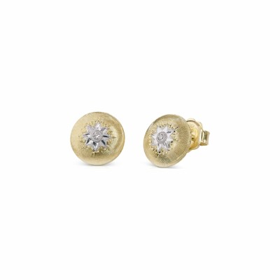 Puces d'oreilles Buccellati Macri Classica en or blanc, or jaune et diamants