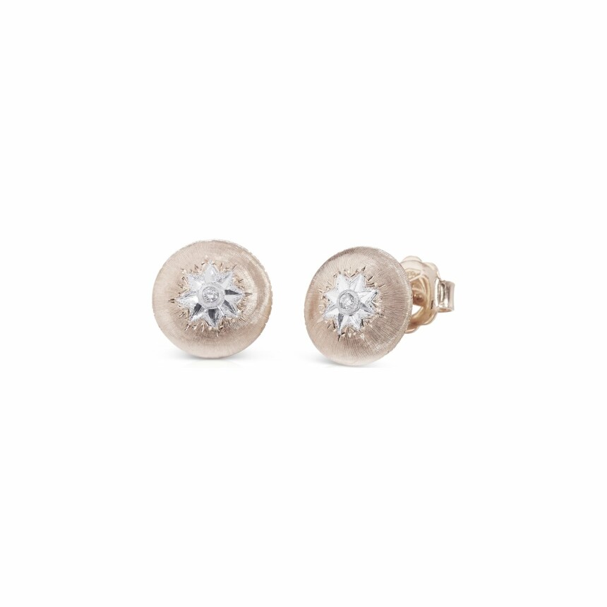 Buccellati Macri Classica stud earrings, rose gold, white gold and diamonds