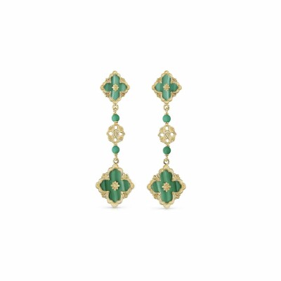 Boucles d'oreilles pendantes Buccellati Opera Color en or jaune et malachite