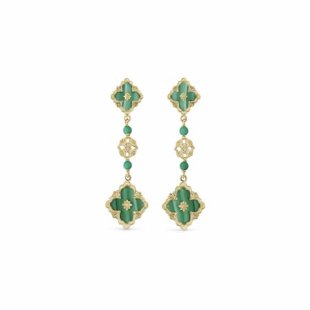 Buccellati Opera Color drop earrings, yellow gold and malachite