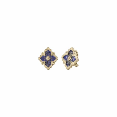 Boucles d'oreilles Buccellati Opera Tulle en or jaune et émail bleu